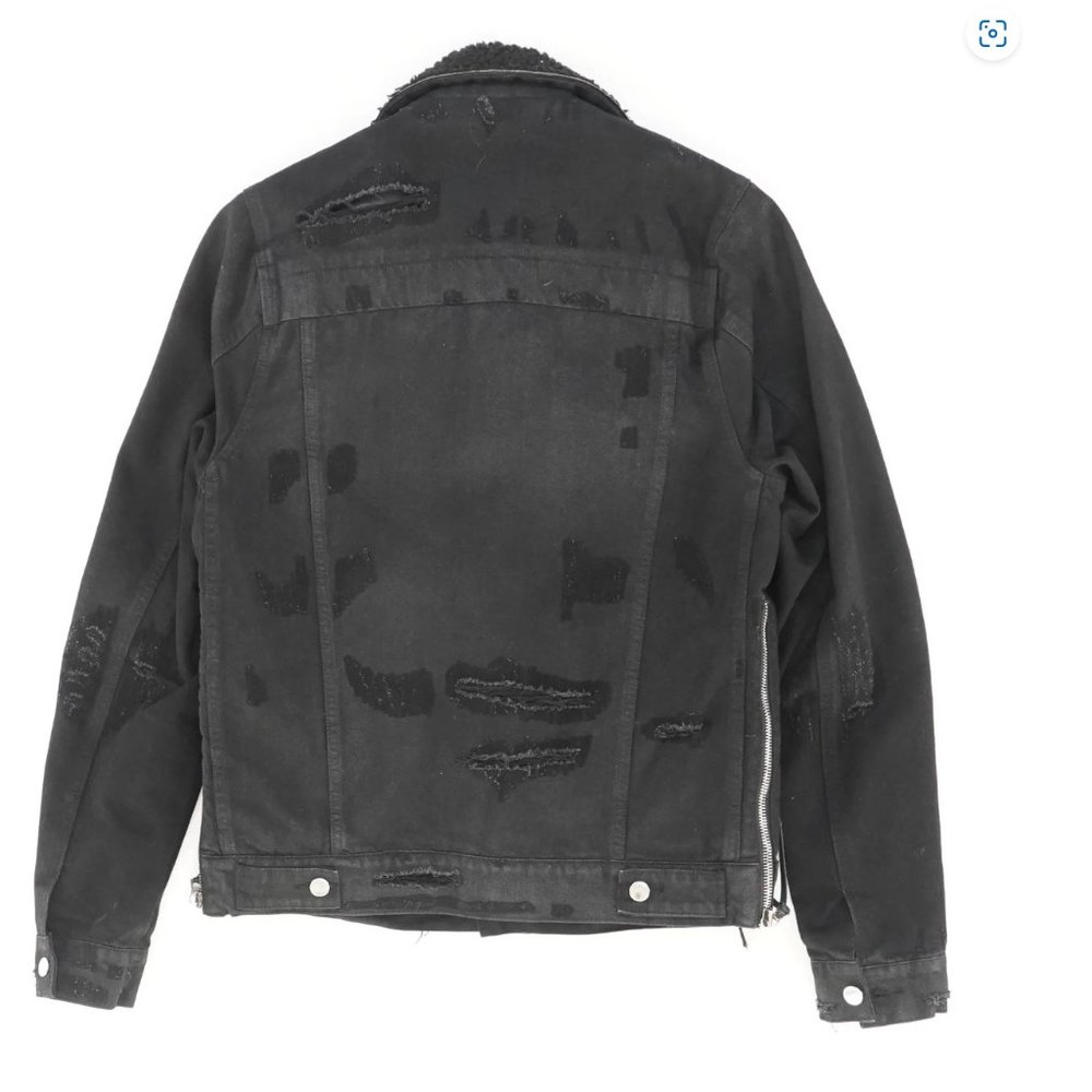 Amiri Killmonger Black Denim Shearling Jacket Size Large - Picture 2 of 12